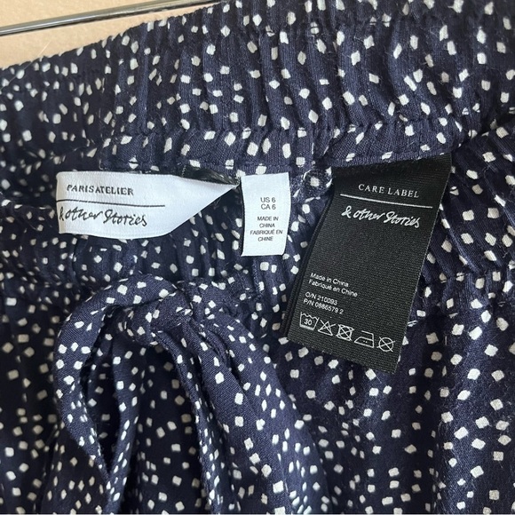 Other Stories Wide Leg Pants Ankle Polka Dot Speckled Navy Blue in 6 - Picture 7 of 14